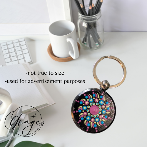 Grape Pinwheel Mandala Dot Keychain