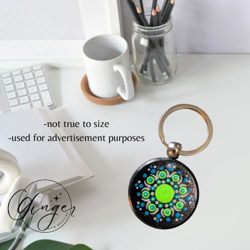 Green Slim Mandala Dot Keychain