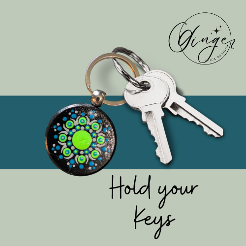 Green Slim Mandala Dot Keychain