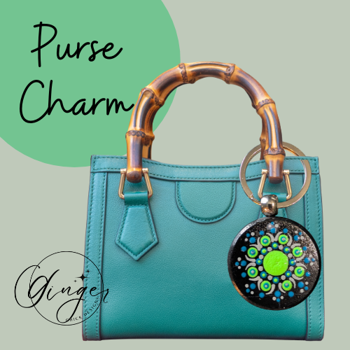 Green Slim Mandala Dot Keychain