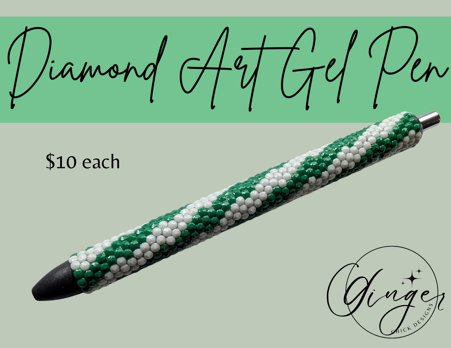 Green and White Lightening Diamond Art Ink Joy Gel Pen