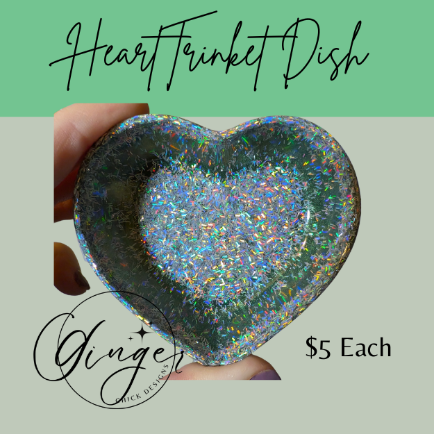 Green Holographic Heart Trinket Dish