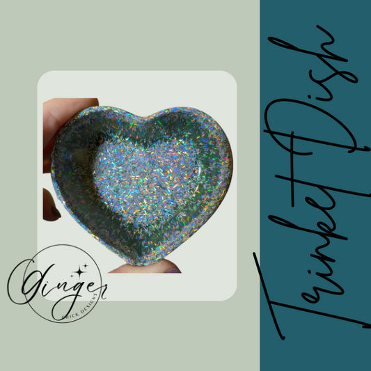 Green Holographic Heart Trinket Dish