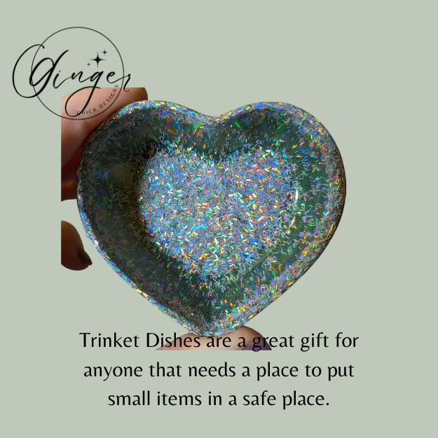 Green Holographic Heart Trinket Dish