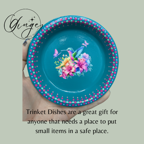 Hummingbird Mixed Media Art Trinket Dish