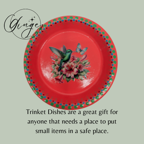 Hummingbird With Lilies Mixed Media Art Trinket Dish