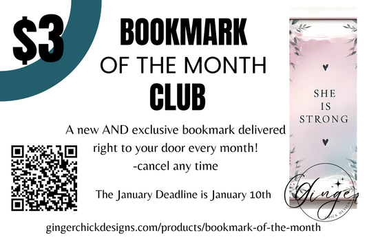 Bookmark of the Month Club – $3/month ✨📚