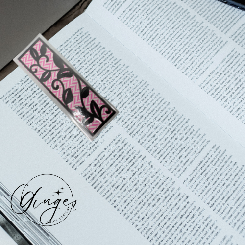 Leaf Laminated Bookmark with Pink Chevron