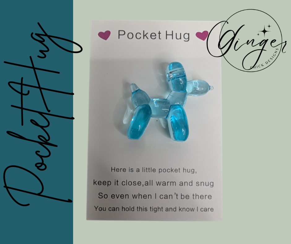 Lt Blue Balloon Dog Pocket Hug