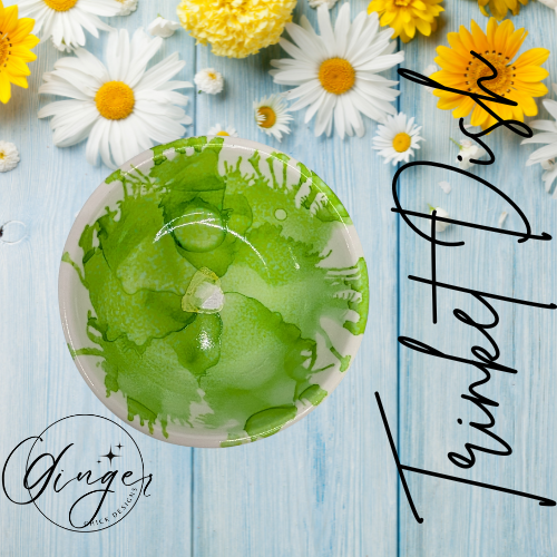 Lime Green Flower Trinket Dish