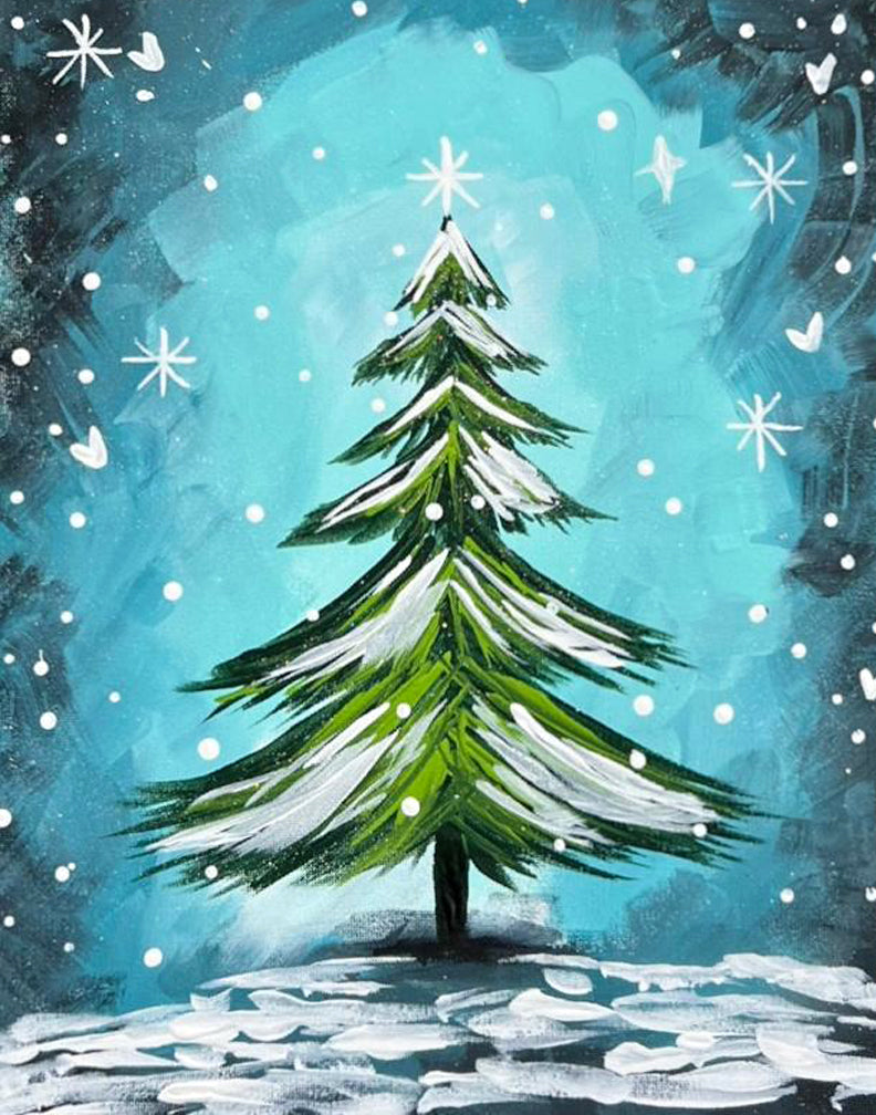 Winter Pine Tree Paint Party Kit