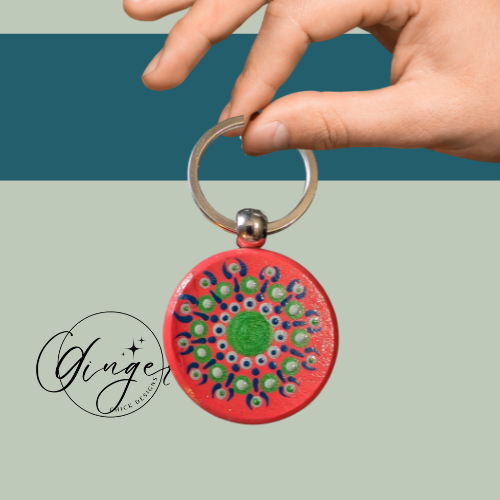 Melon Mandala Dot Keychain