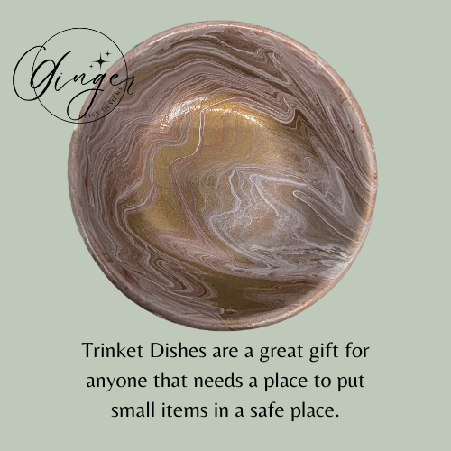 Metallic Swirl Paint Pour Trinket Dish