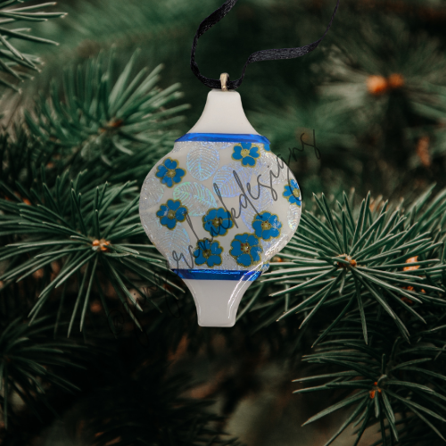 Blue Flower Ceramic Tile Ornament