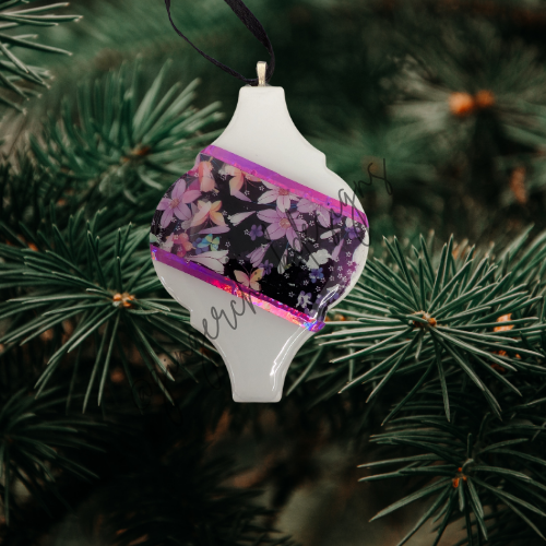 Purple Lillies Ceramic Tile Ornament