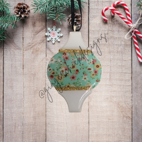 Mint Garden Ceramic Tile Ornament