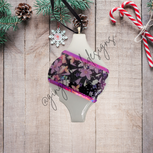 Purple Lillies Ceramic Tile Ornament