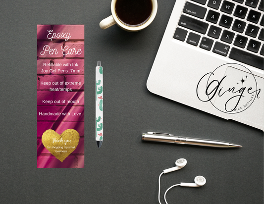 Purple Brick Pen Care Card