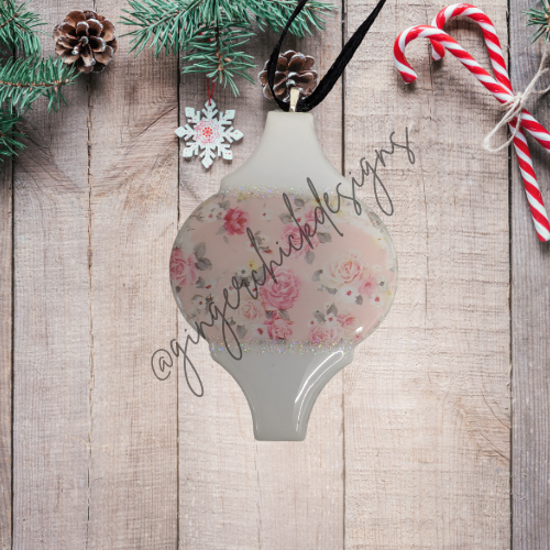 Elegant Pink Roses Ceramic Tile Ornament