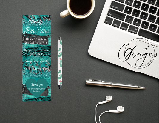 Turquoise Pen Care Card