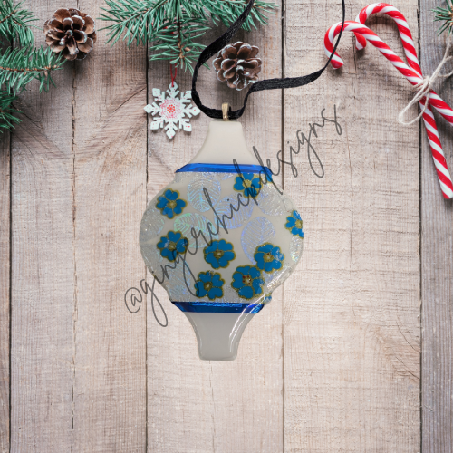 Blue Flower Ceramic Tile Ornament