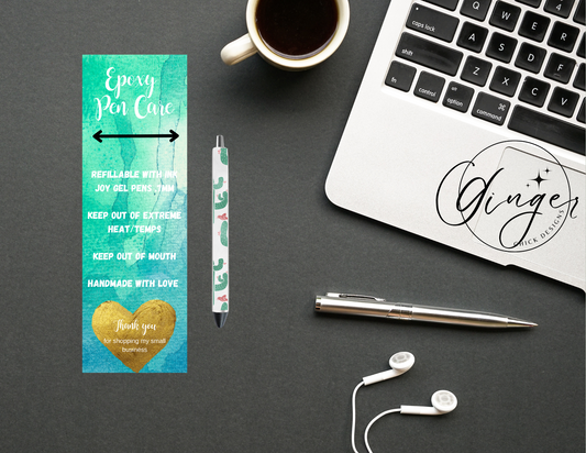 Turquoise Water Color Pen Care Card