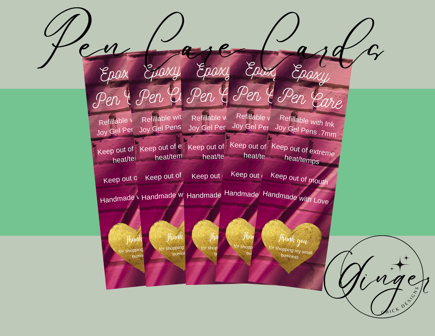 Purple Brick Pen Care Card