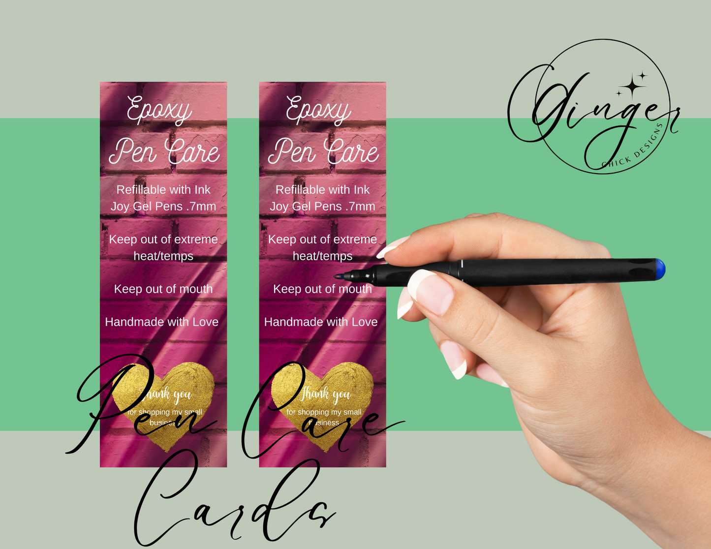 Purple Brick Pen Care Card