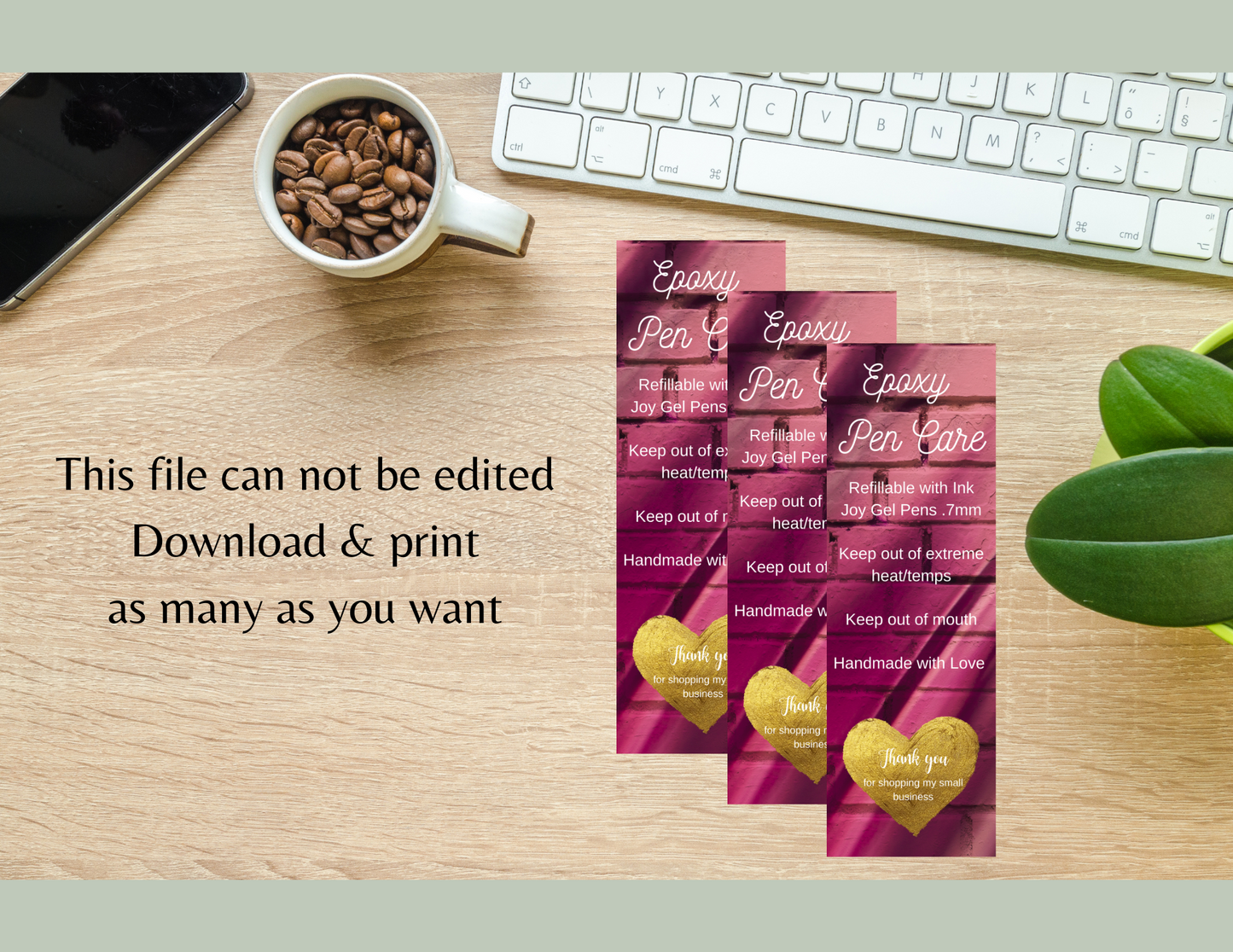 Purple Brick Pen Care Card