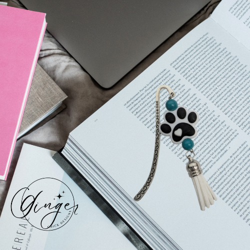 White Puppy Paw Print Hook Bookmark
