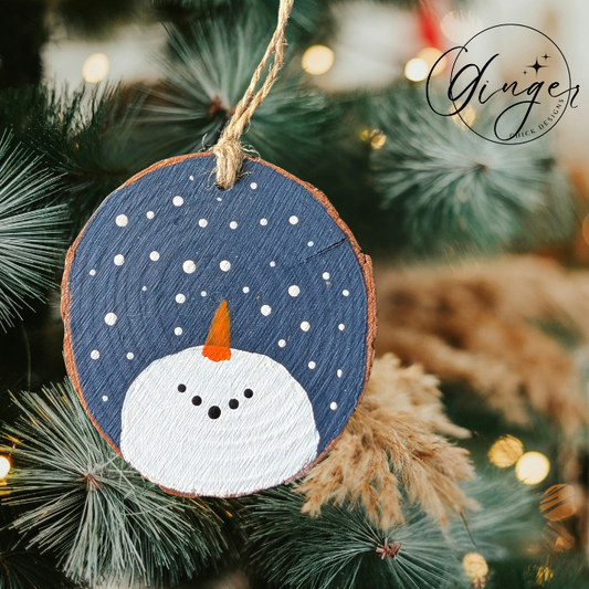 Mr Snowman Wooden Ornament
