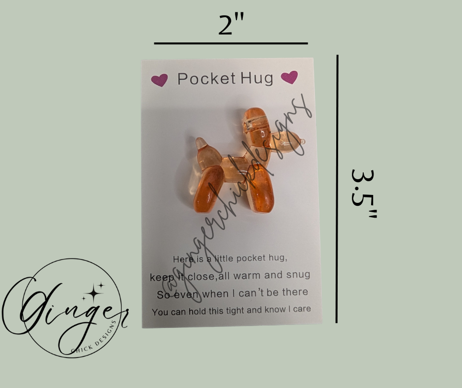 Orange Balloon Dog Pocket Hug