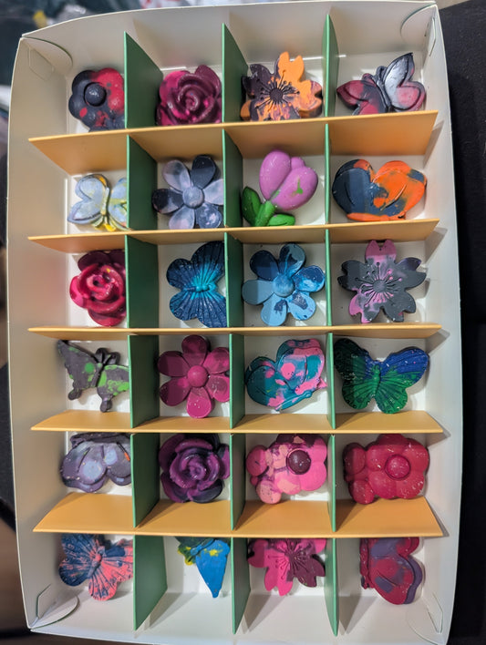 24-Day Recycled Crayon Advent Calendar – Butterflies and Flowers