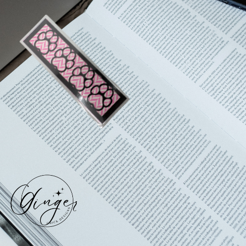 Paw Print Laminated Bookmark with Pink Chevron