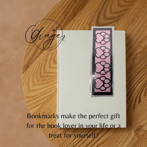 Paw Print Laminated Bookmark with Pink Chevron