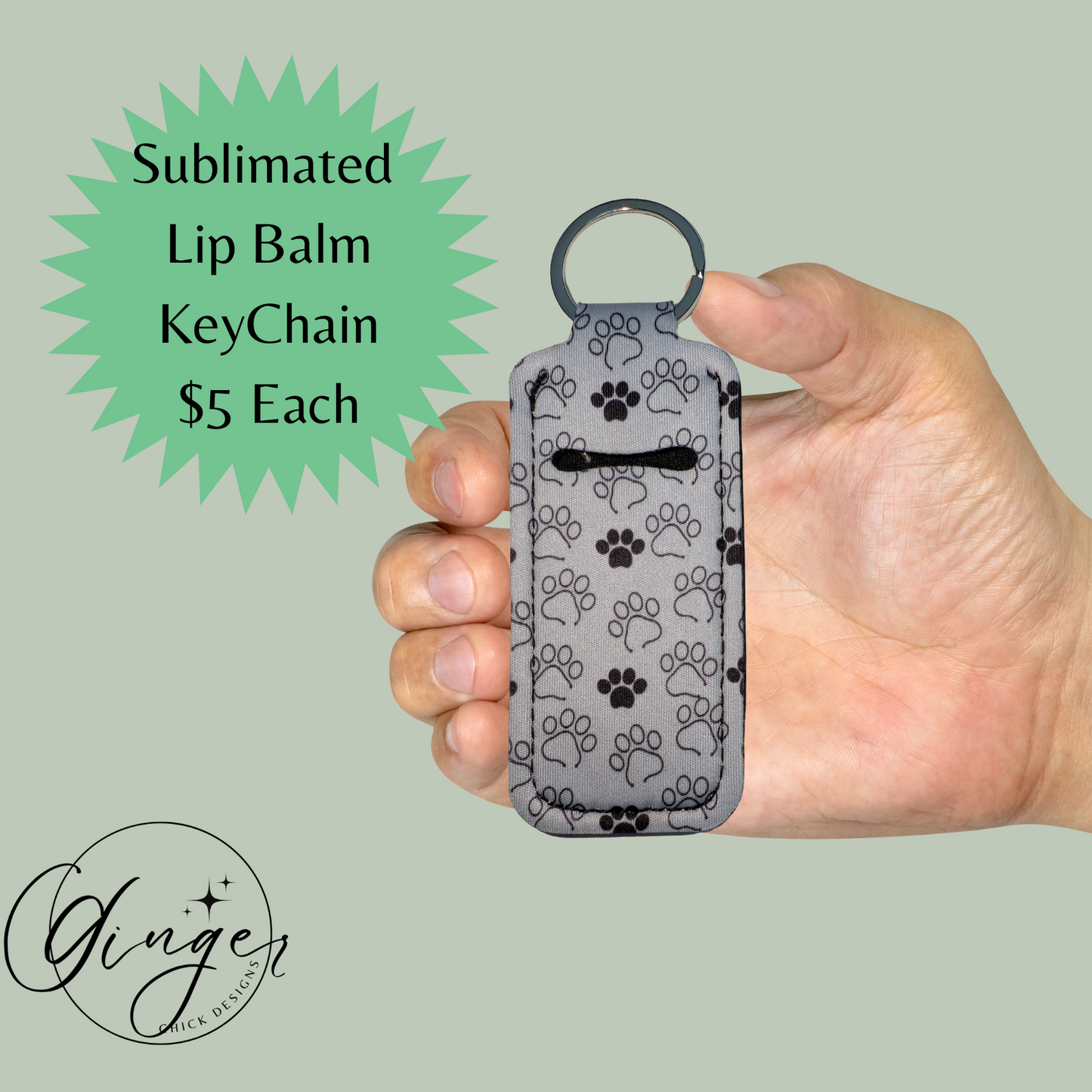 Paw Prints Lip Balm Keychain