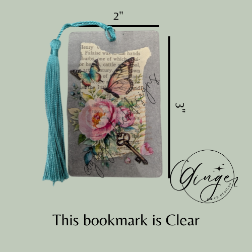 Pink Butterflies Dictionary Acrylic Bookmark