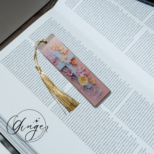 Pink Cross Acrylic Bookmarks