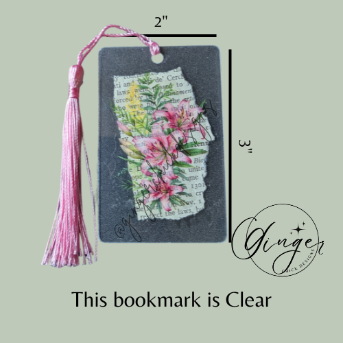Pink Lillies Dictionary Acrylic Bookmark