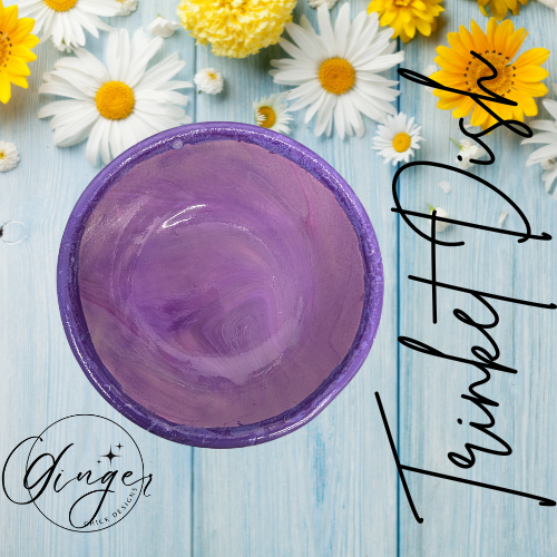Purple Taffy Paint Pour Trinket Dish