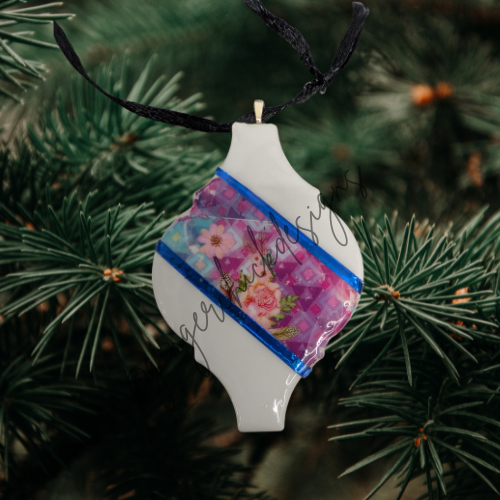 Quilt Ceramic Tile Ornament