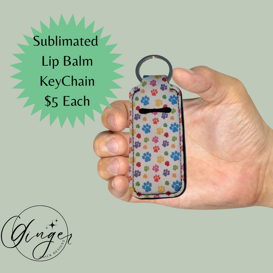 Rainbow Paw Prints Lip Balm Keychain