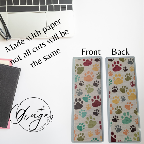 Rainbow Paw Prints Laminated Bookmark