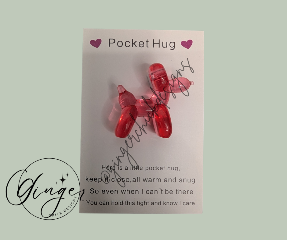Red Balloon Dog Pocket Hug