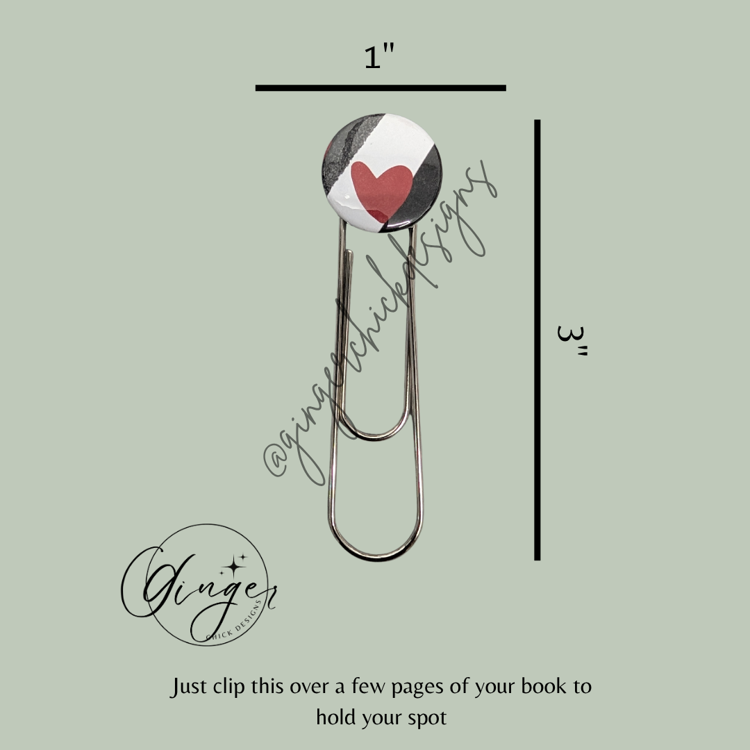 Red Heart 3-Inch Paperclip Bookmark