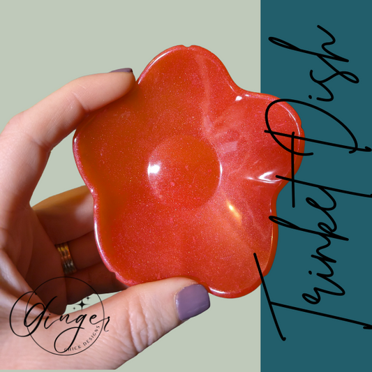 Red Orange Flower Trinket Dish