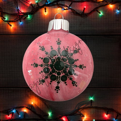 Red and Dark Green Mandala Art Round Disc Ornament