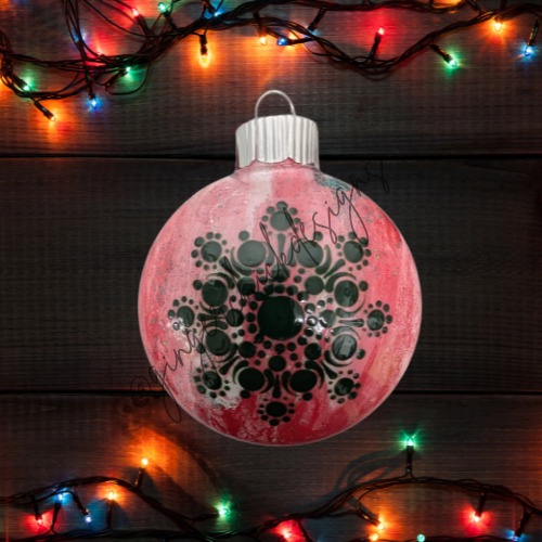 Red and Green Mandala Art Round Disc Ornament