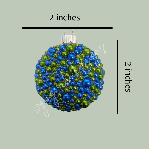 Royal Blue and Moss Green Beaded Ornament