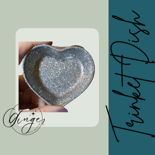 Silver Glitter Heart Trinket Dish